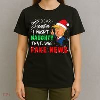 Trump Christmas Pajamas Dear Santa Fake News T-Shirt thumb 4