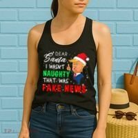Trump Christmas Pajamas Dear Santa Fake News Women's Tank Top thumb 2