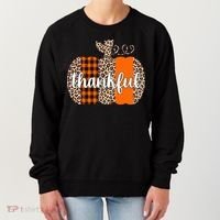Thankful Cheetah Plaid Pumpkin Cute Holiday Women's Sweatshirt thumb 0