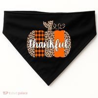 Thankful Cheetah Plaid Pumpkin Cute Holiday USA-Made Doggie Bandana thumb 0