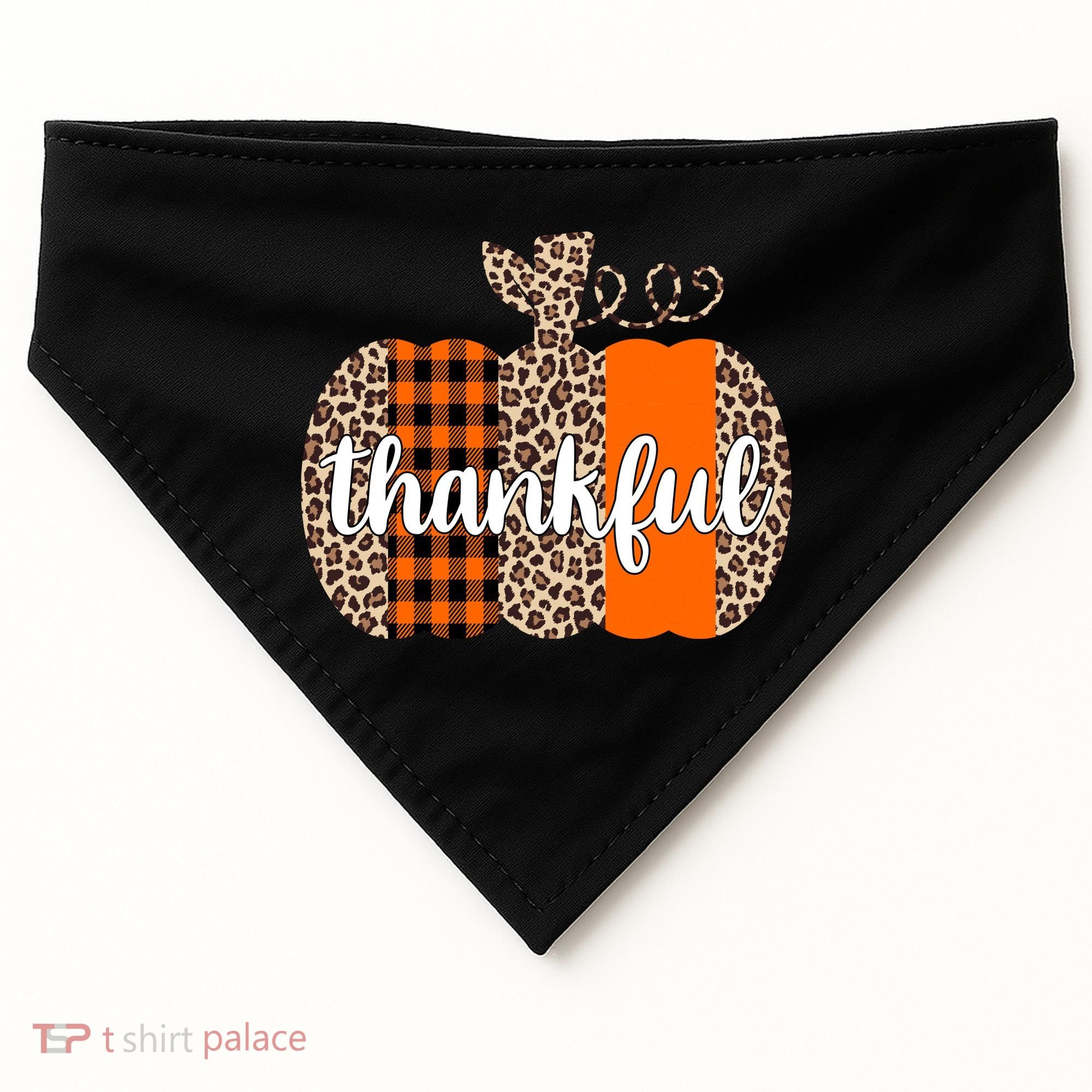 Thankful Cheetah Plaid Pumpkin Cute Holiday USA-Made Doggie Bandana
