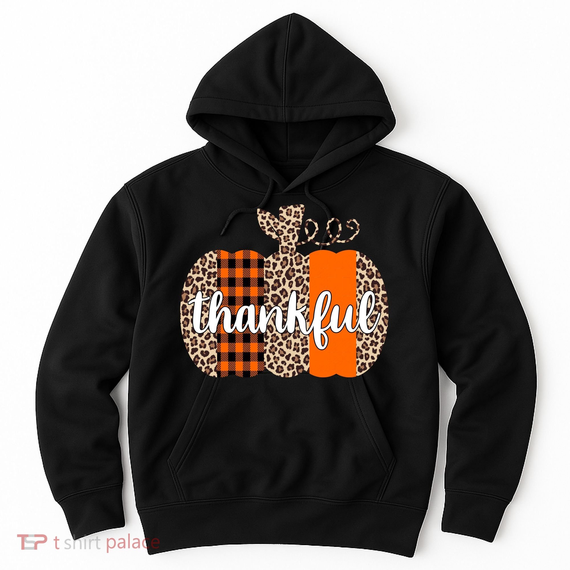 Thankful Cheetah Plaid Pumpkin Cute Holiday Hoodie