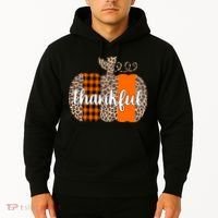 Thankful Cheetah Plaid Pumpkin Cute Holiday Hoodie thumb 2