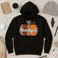 Thankful Cheetah Plaid Pumpkin Cute Holiday Hoodie thumb 3