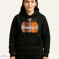 Thankful Cheetah Plaid Pumpkin Cute Holiday Hoodie thumb 5
