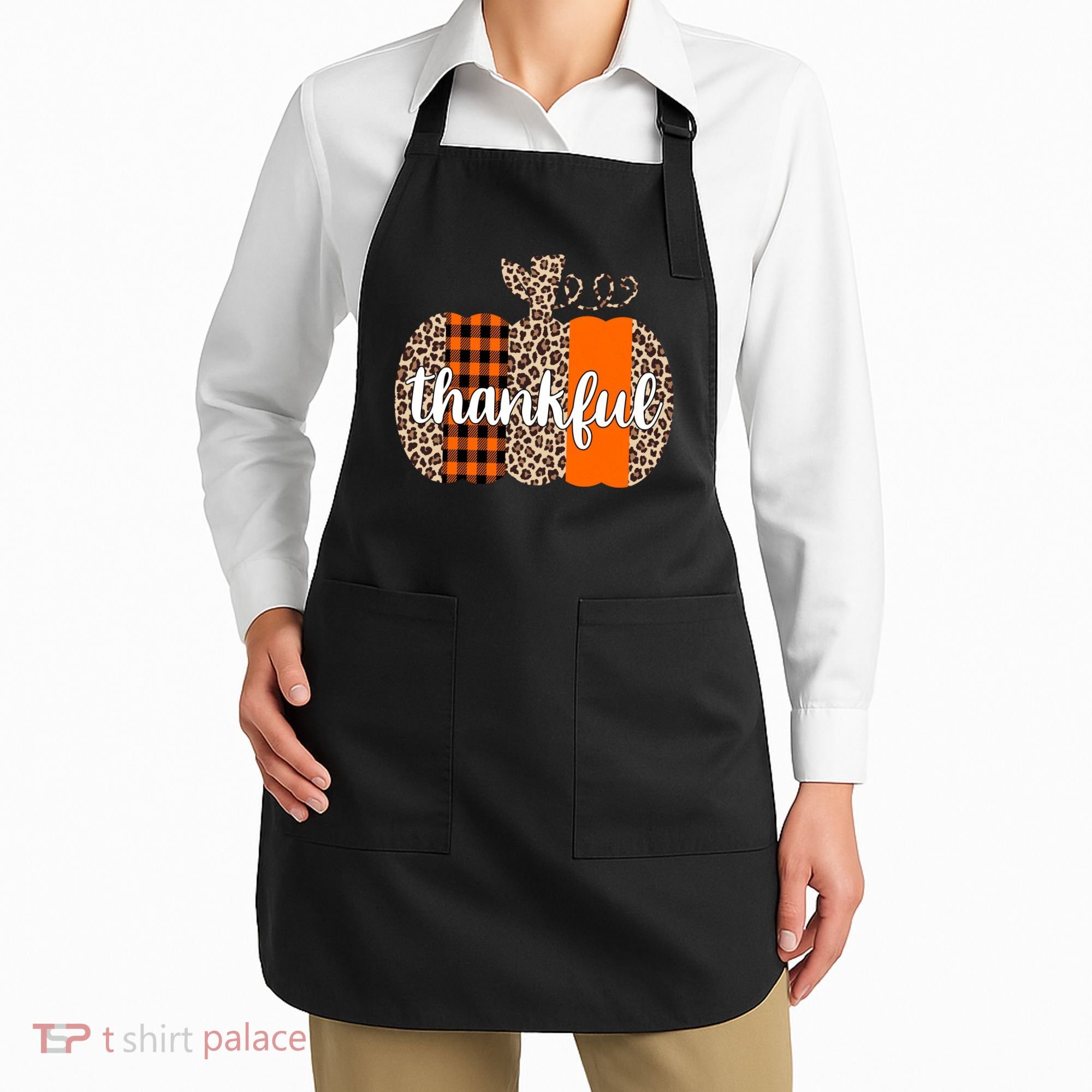 Thankful Cheetah Plaid Pumpkin Cute Holiday Apron