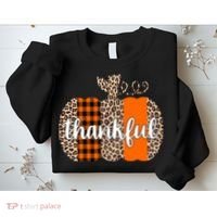 Thankful Cheetah Plaid Pumpkin Cute Holiday Sweatshirt thumb 2
