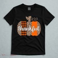 Thankful Cheetah Plaid Pumpkin Cute Holiday T-Shirt thumb 5