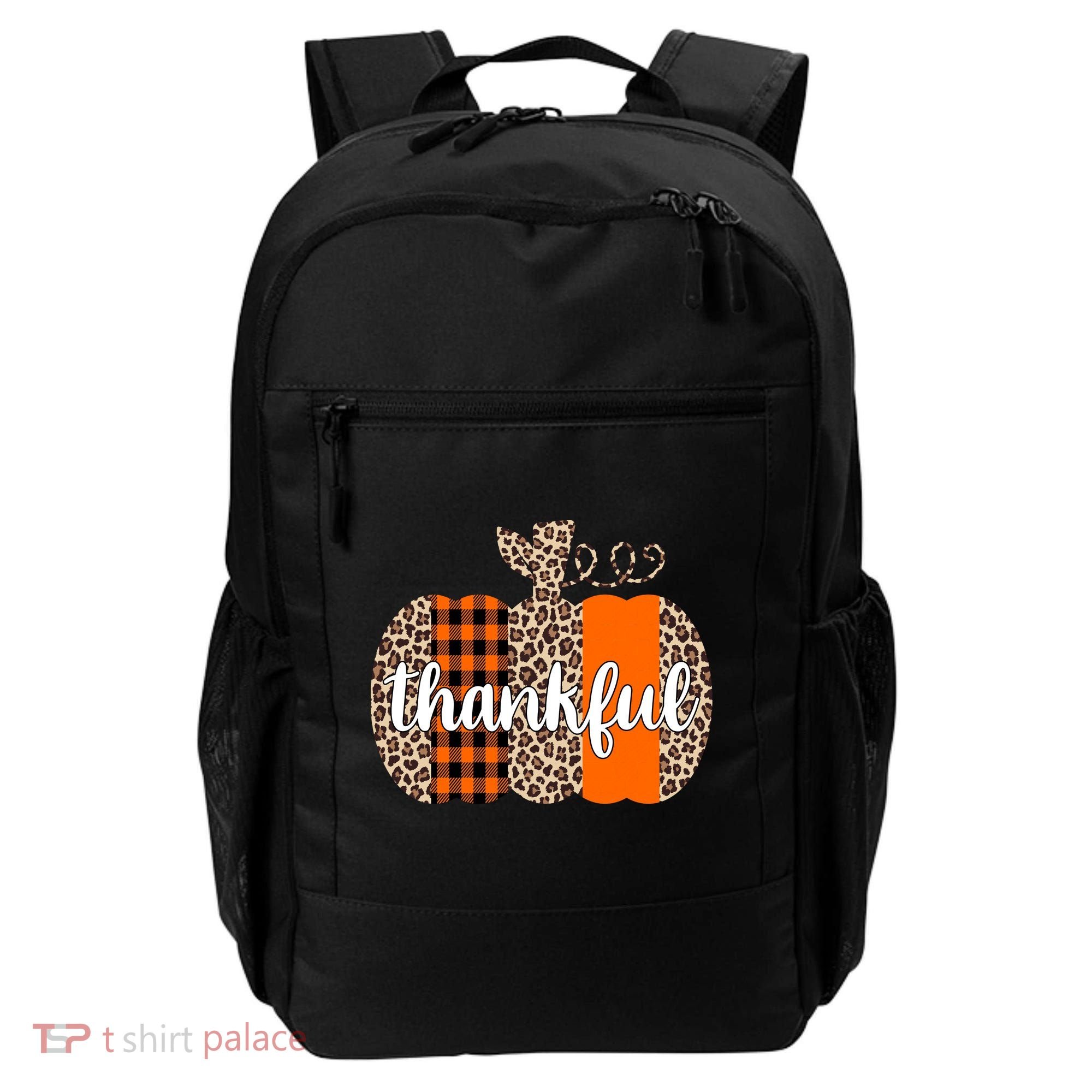 Thankful Cheetah Plaid Pumpkin Cute Holiday Backpack