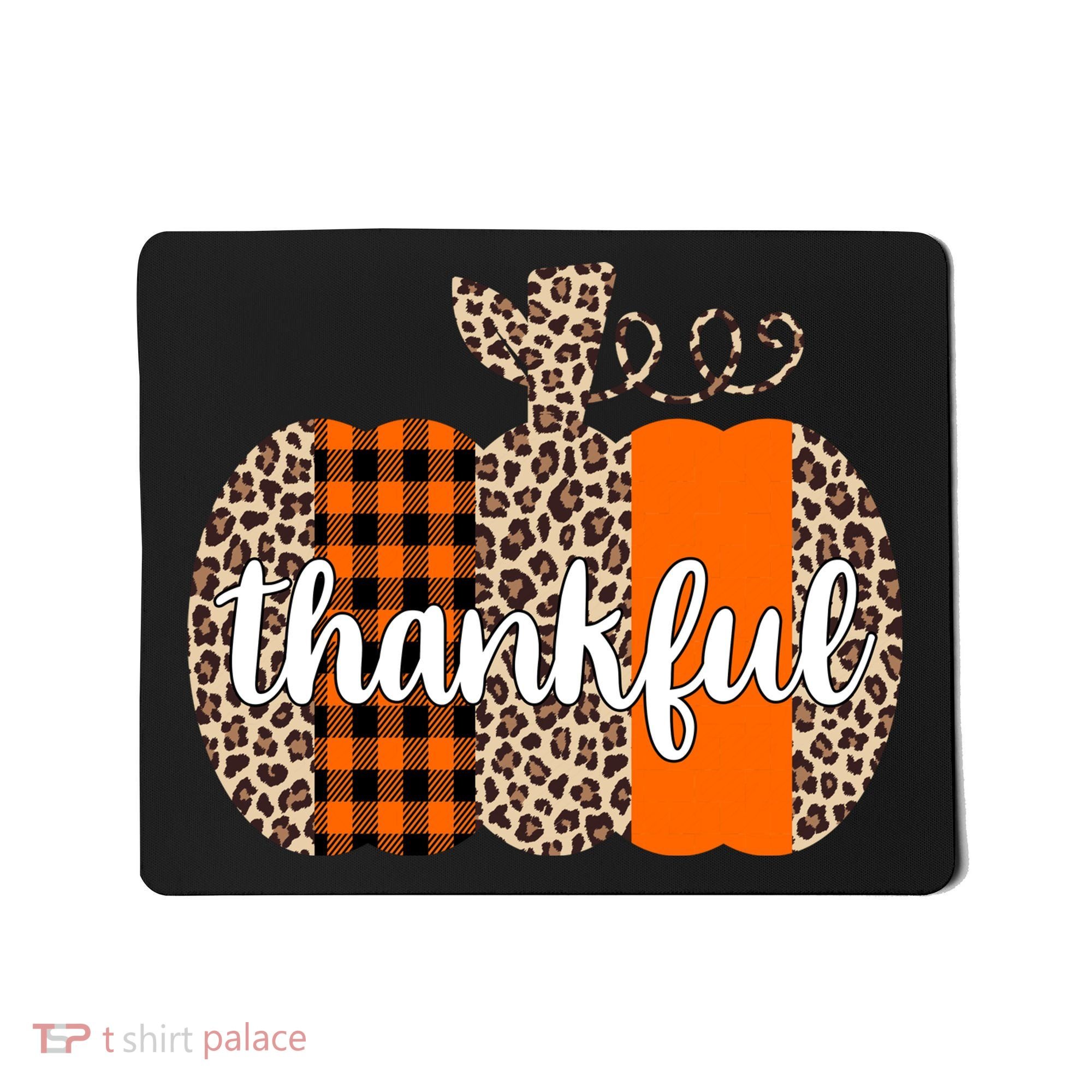 Thankful Cheetah Plaid Pumpkin Cute Holiday Mousepad