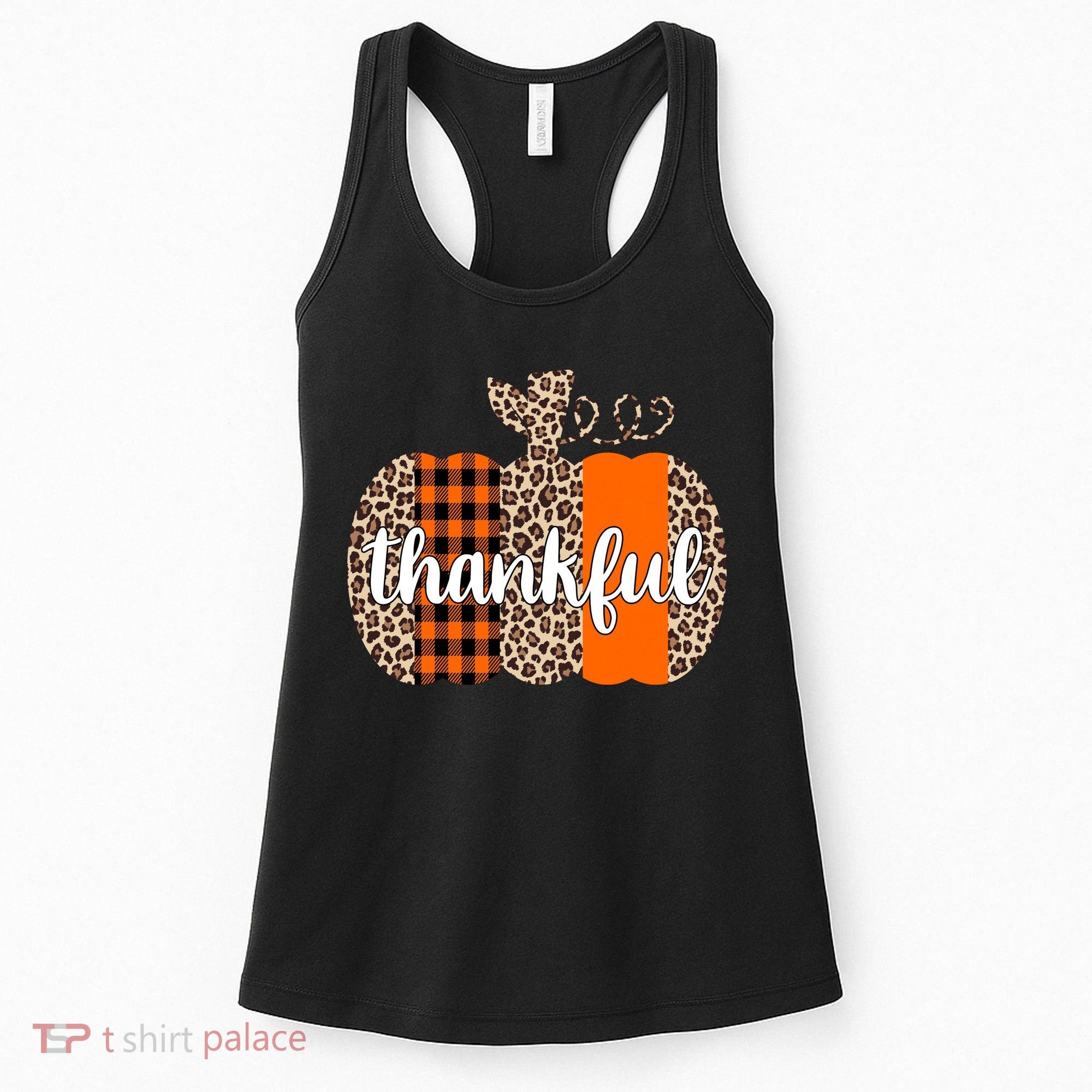 Thankful Cheetah Plaid Pumpkin Cute Holiday Women's Tank Top