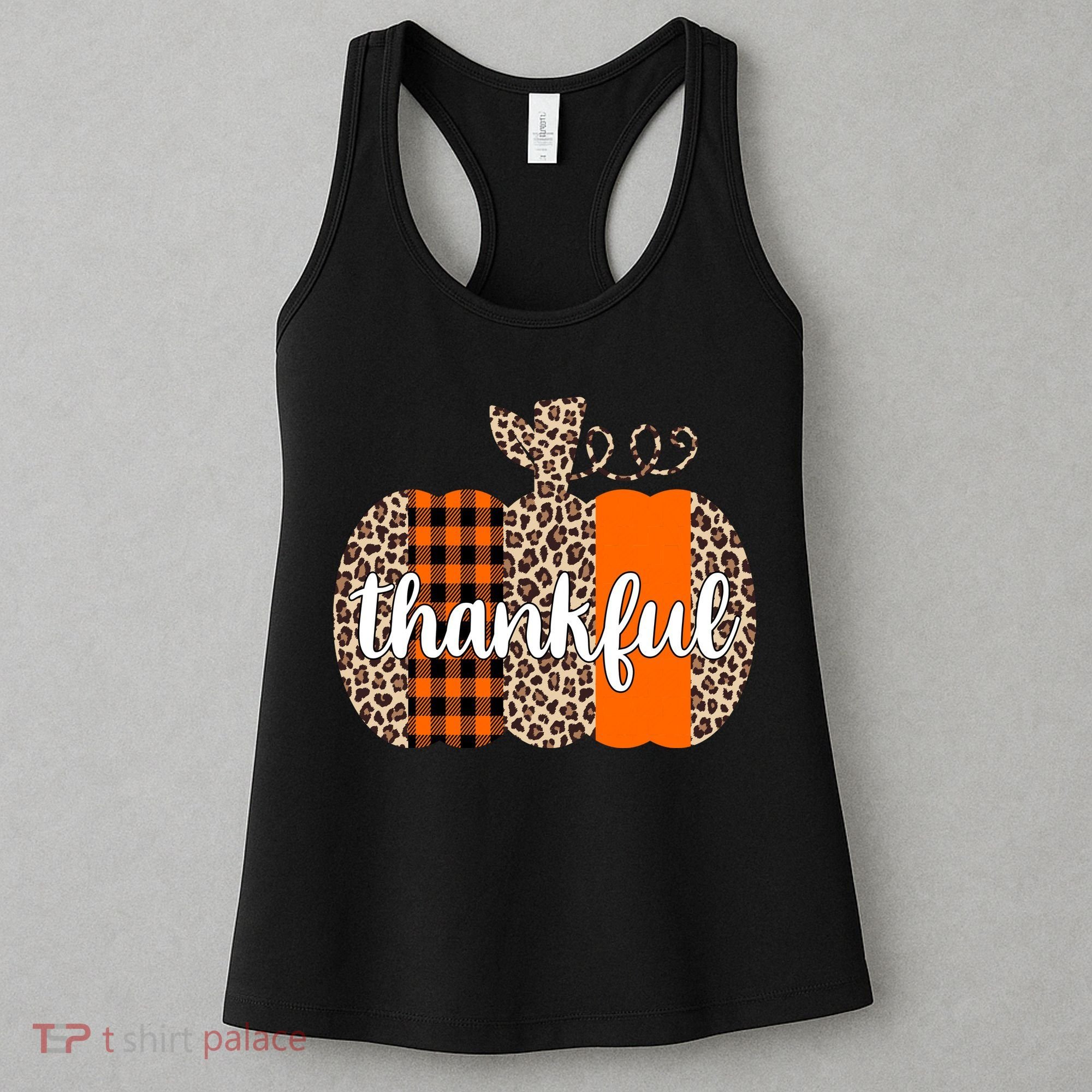 Thankful Cheetah Plaid Pumpkin Cute Holiday Women's Tank Top