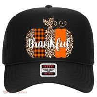 Thankful Cheetah Plaid Pumpkin Cute Holiday Hat thumb 0