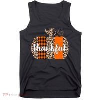 Thankful Cheetah Plaid Pumpkin Cute Holiday Tank Top thumb 0