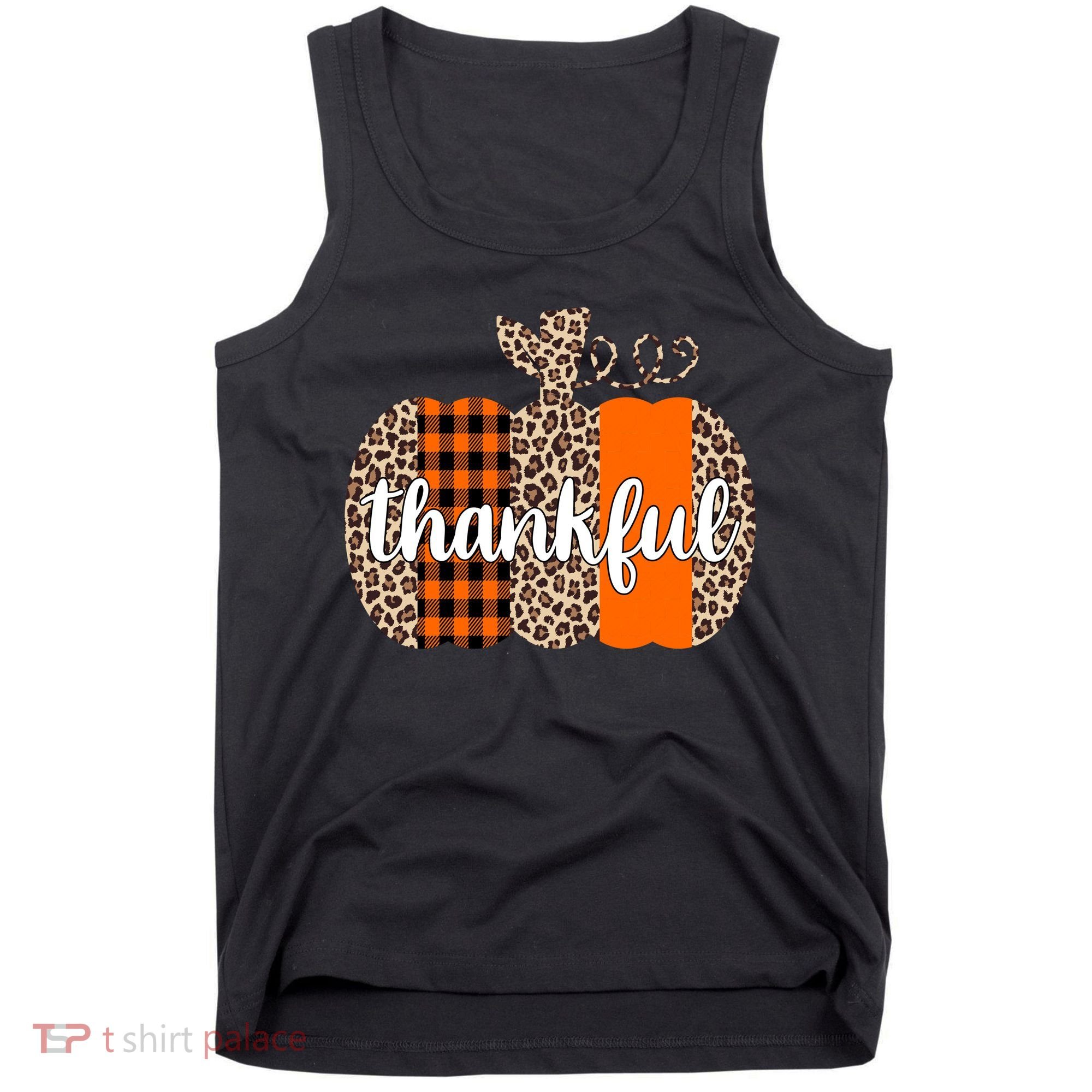 Thankful Cheetah Plaid Pumpkin Cute Holiday Tank Top