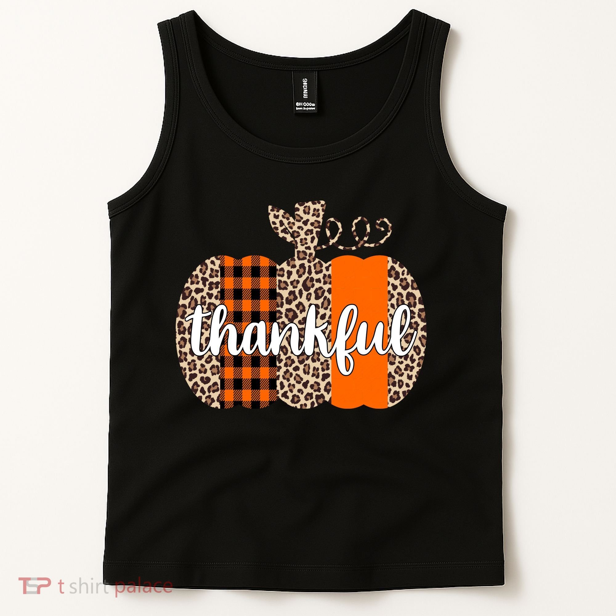 Thankful Cheetah Plaid Pumpkin Cute Holiday Tank Top