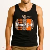 Thankful Cheetah Plaid Pumpkin Cute Holiday Tank Top thumb 3