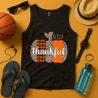 Thankful Cheetah Plaid Pumpkin Cute Holiday Tank Top thumb 4