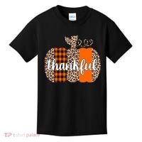 Thankful Cheetah Plaid Pumpkin Cute Holiday Kids T-Shirt thumb 0