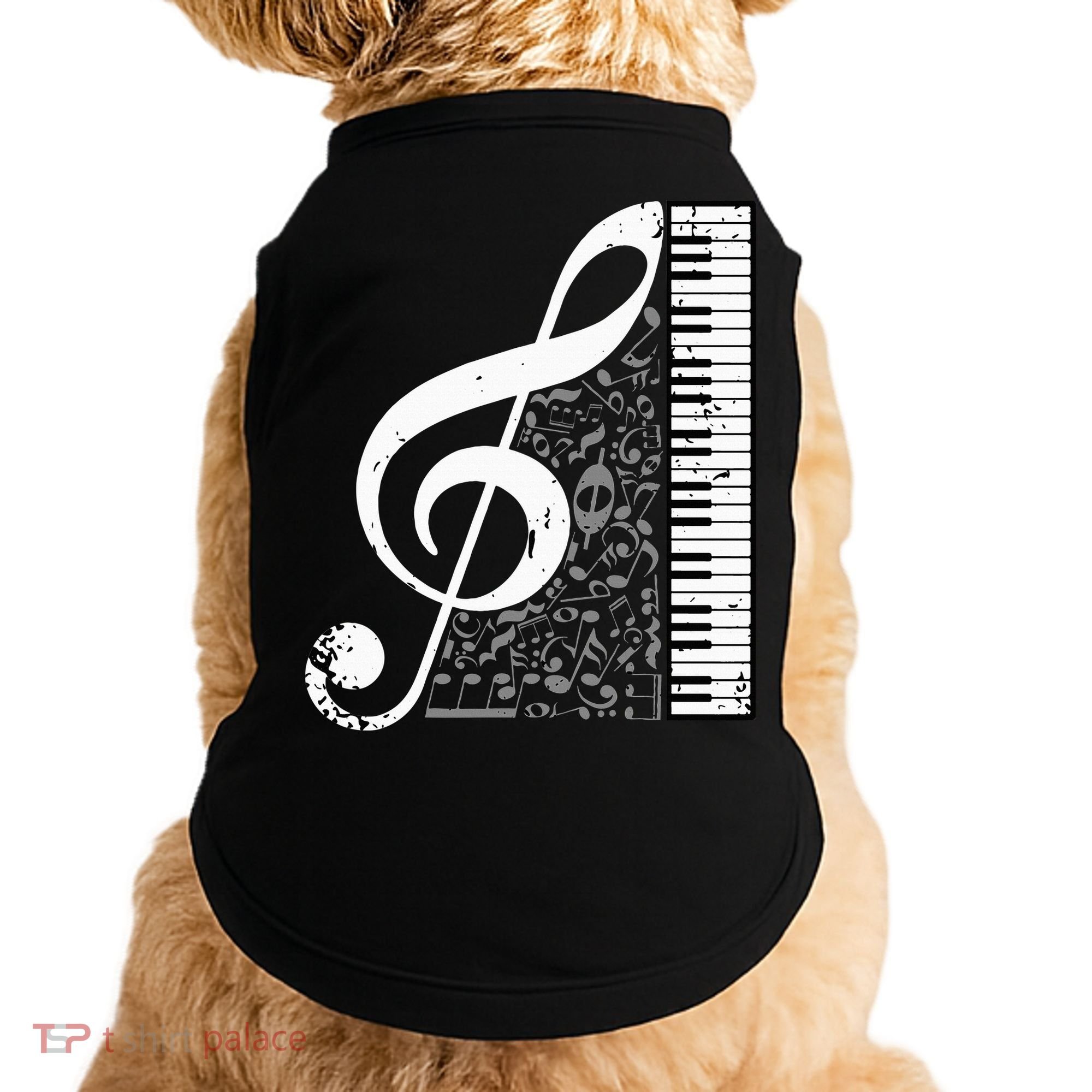 Treble Clef Piano Musical Notes Pianist Musician Instrument Doggie Tank