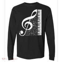 Treble Clef Piano Musical Notes Pianist Musician Instrument Comfort Colors Heavyweight Long Sleeve T-Shirt thumb 0