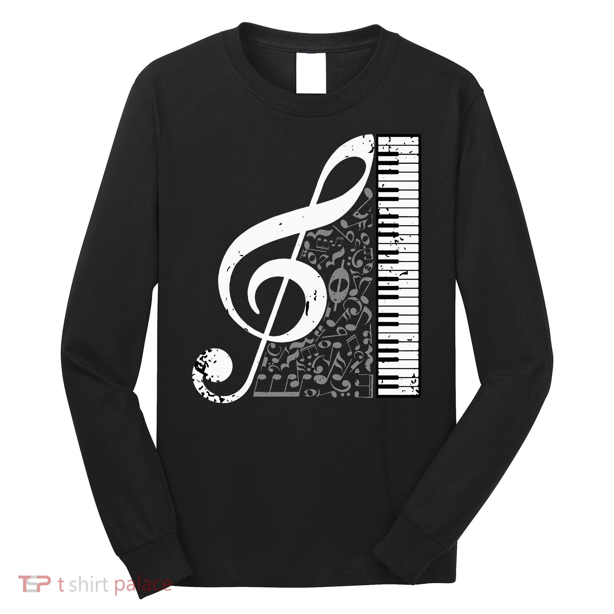 Treble Clef Piano Musical Notes Pianist Musician Instrument Long Sleeve Shirt