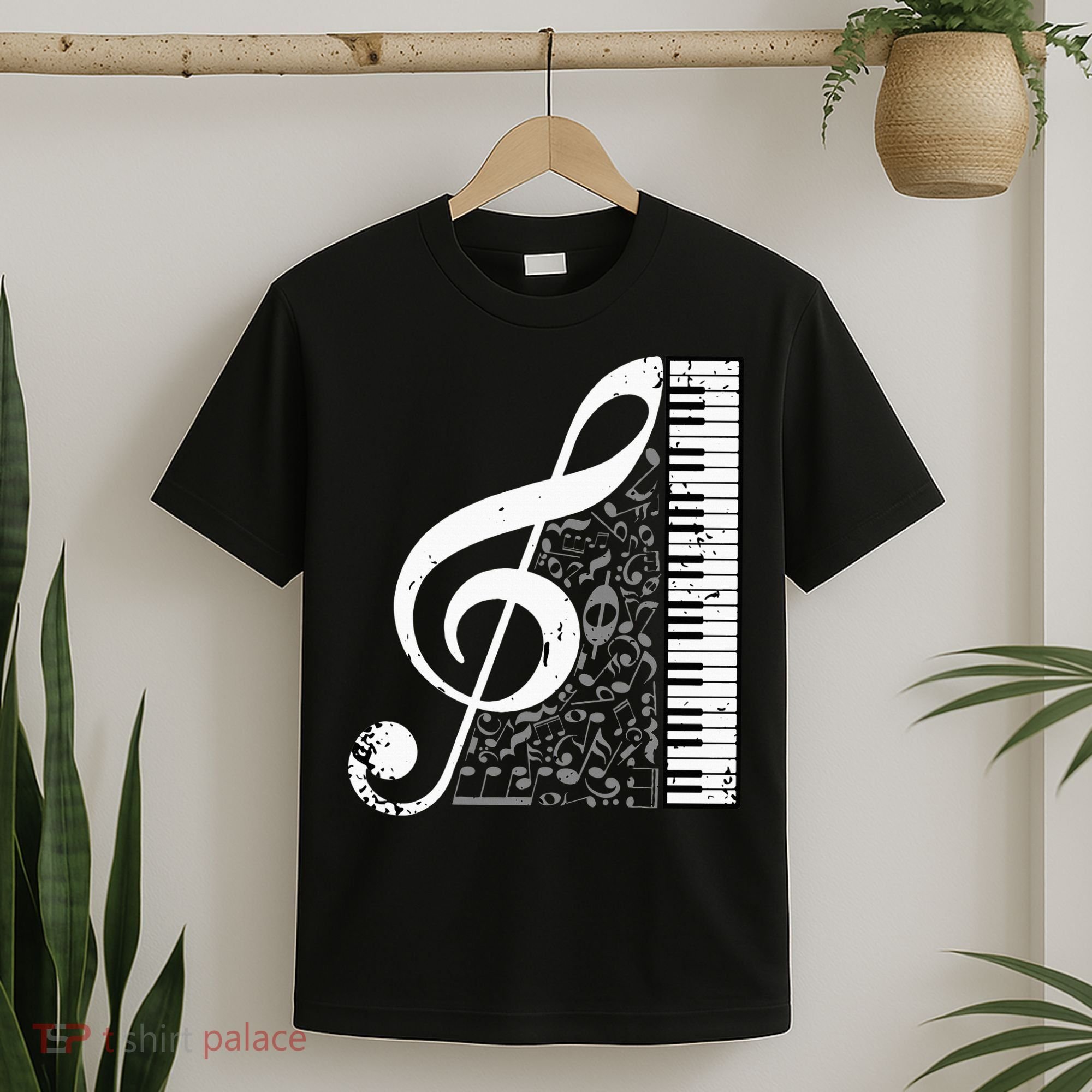 Treble Clef Piano Musical Notes Pianist Musician Instrument T-Shirt