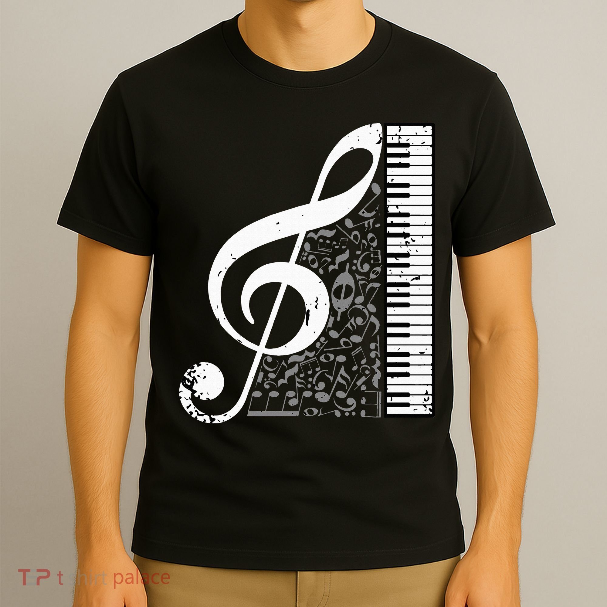 Treble Clef Piano Musical Notes Pianist Musician Instrument T-Shirt