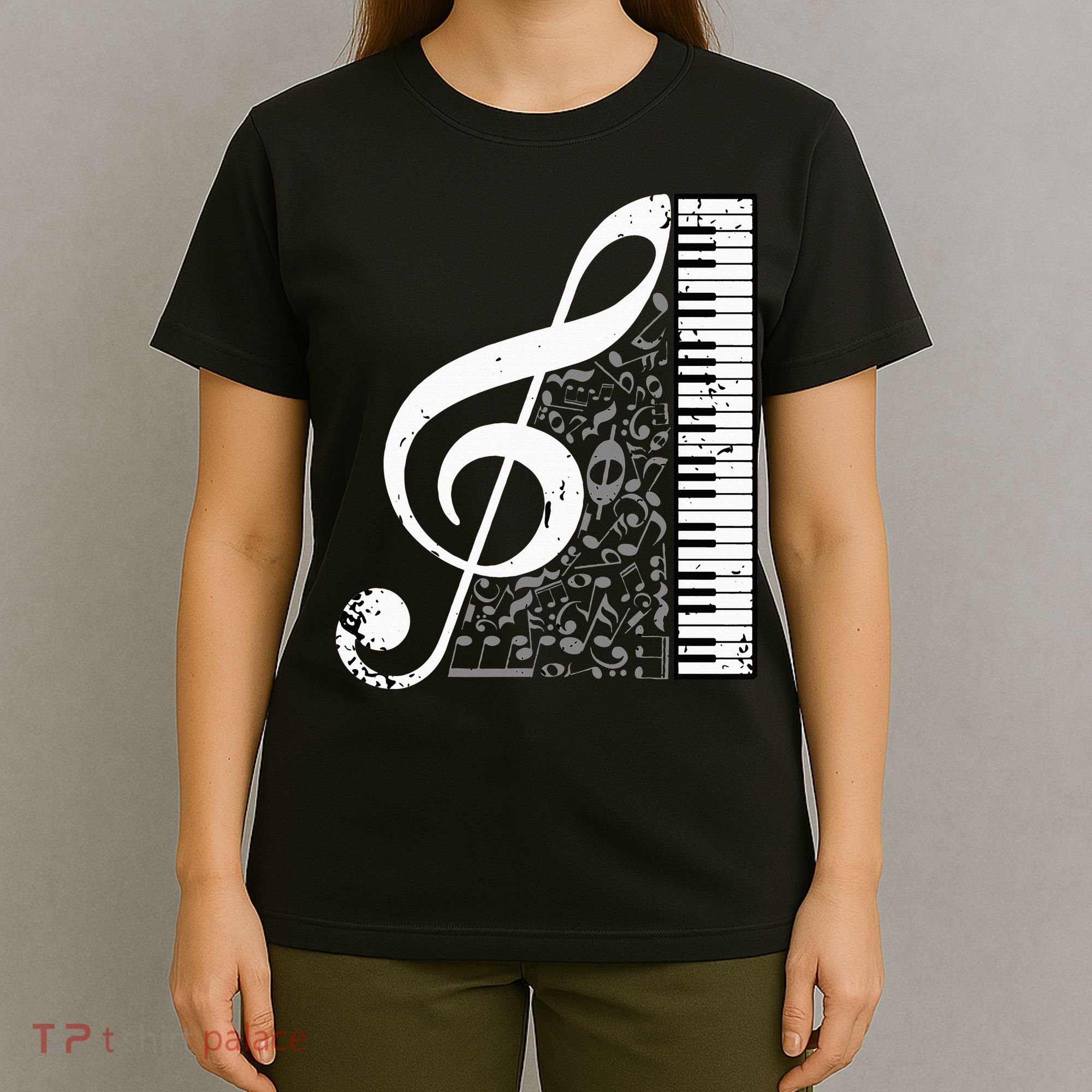 Treble Clef Piano Musical Notes Pianist Musician Instrument T-Shirt