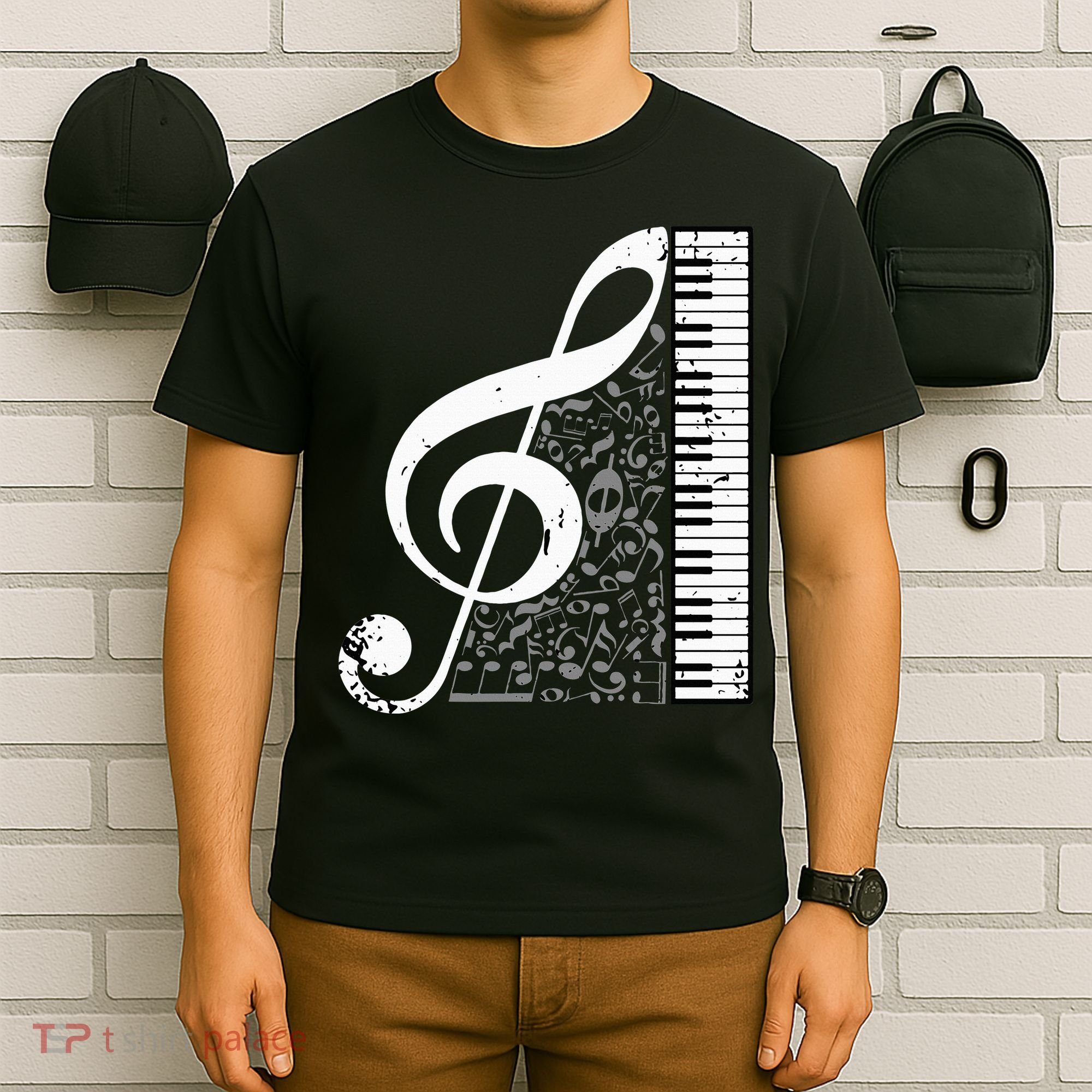 Treble Clef Piano Musical Notes Pianist Musician Instrument T-Shirt