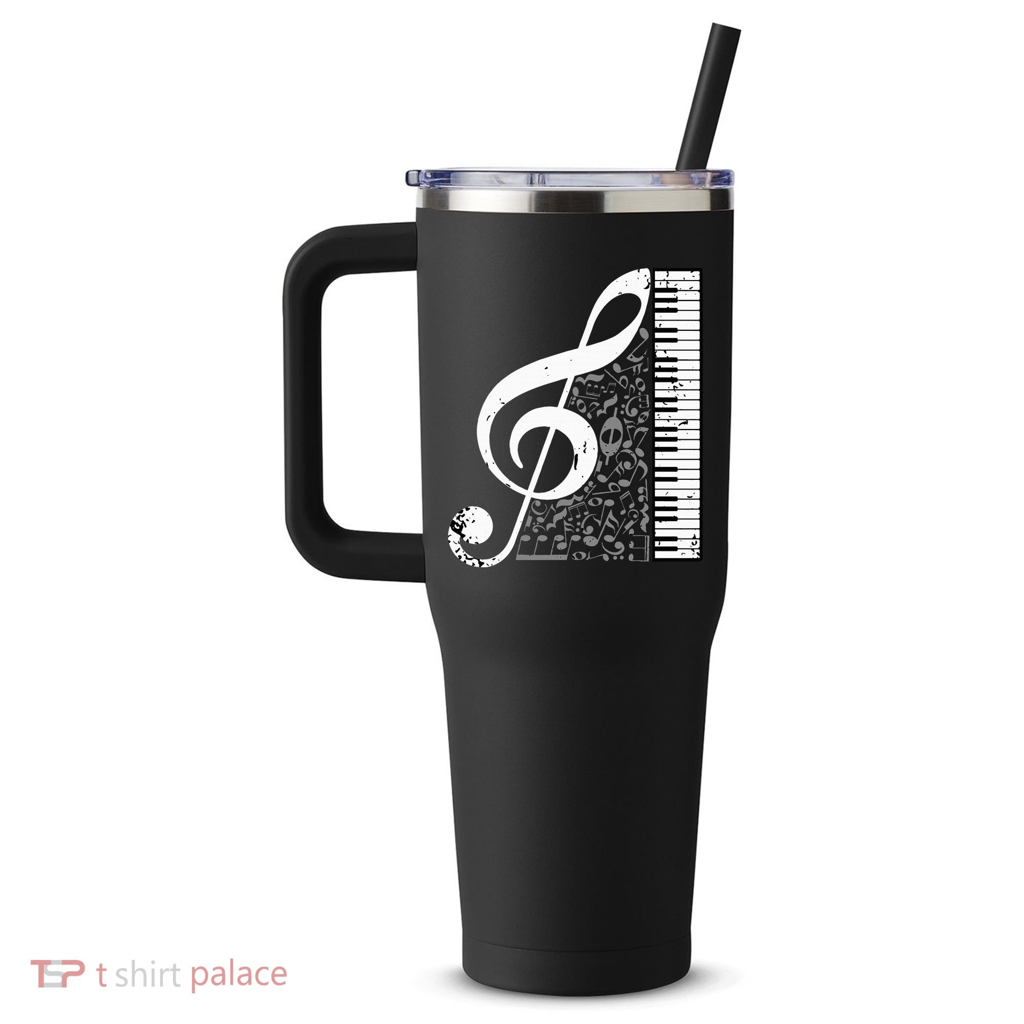 Treble Clef Piano Musical Notes Pianist Musician Instrument 40oz Vacuum Insulated Stainless Steel Travel Tumbler
