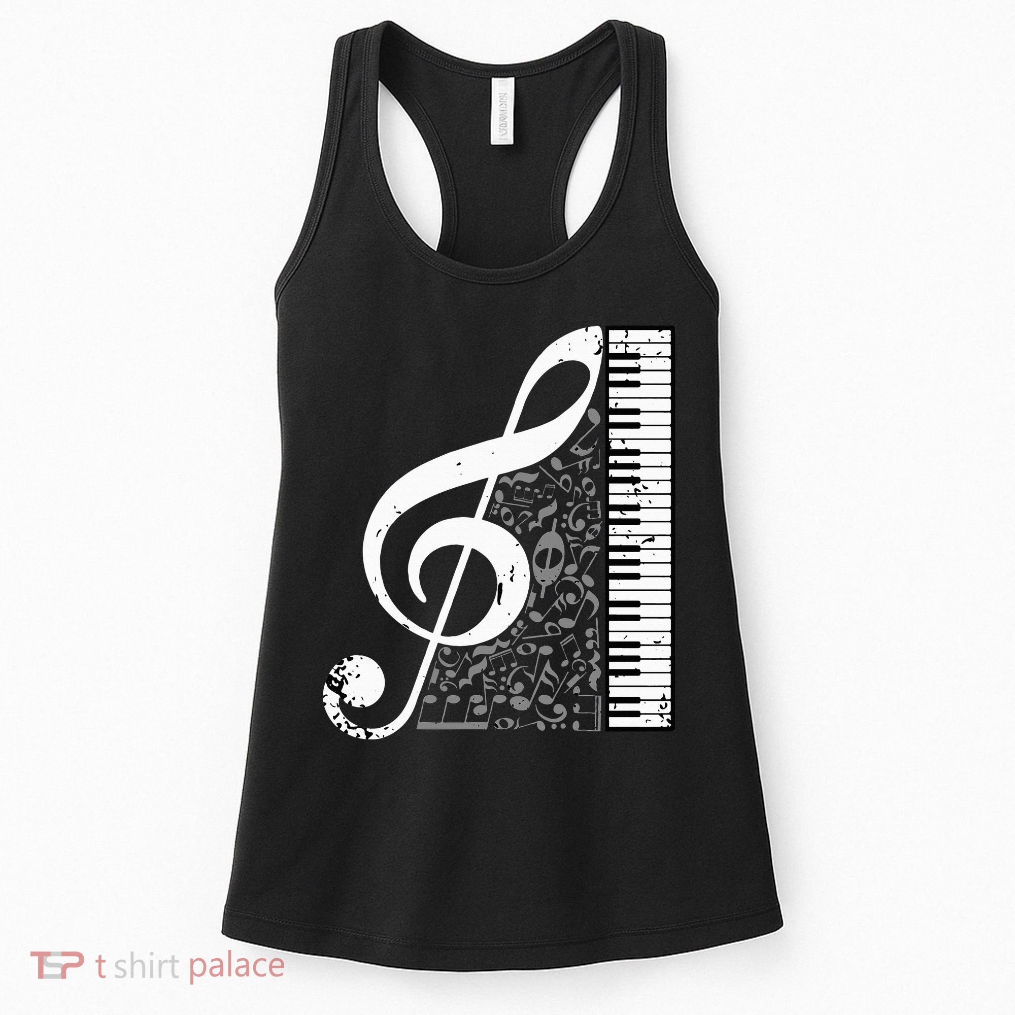 Treble Clef Piano Musical Notes Pianist Musician Instrument Women's Tank Top