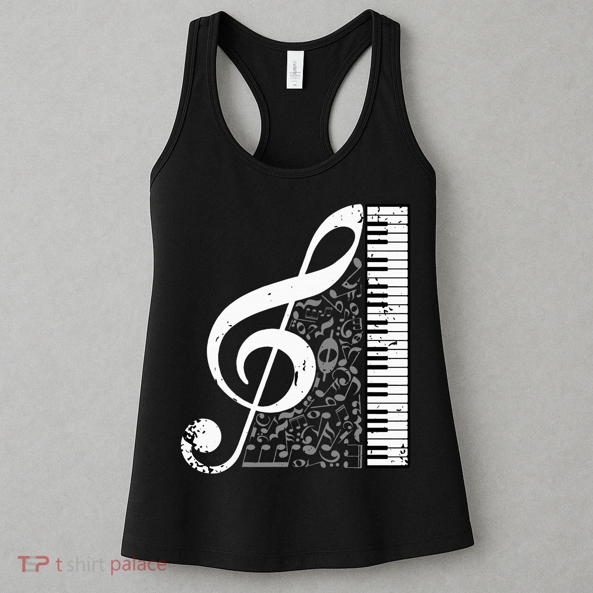 Treble Clef Piano Musical Notes Pianist Musician Instrument Women's Tank Top