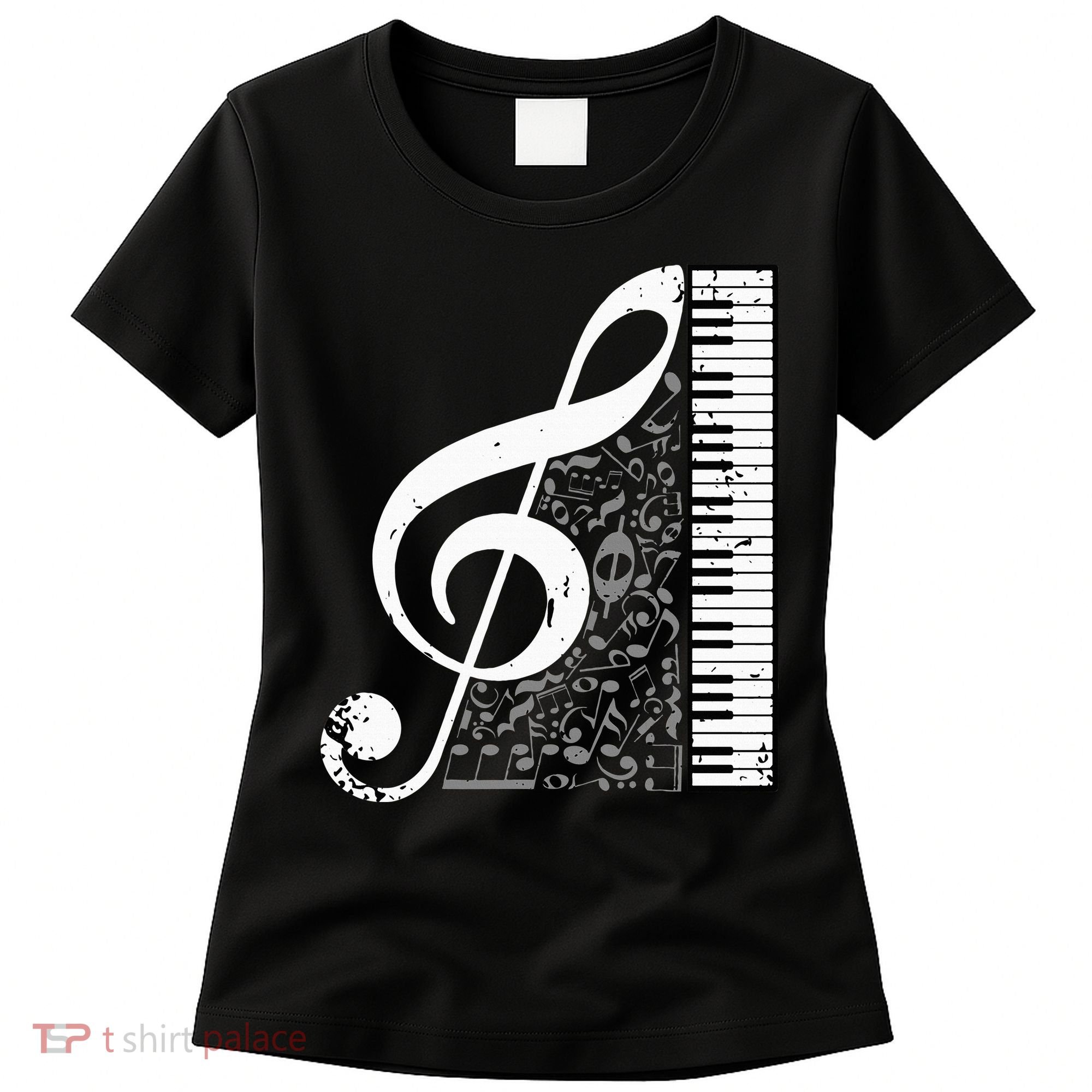 Treble Clef Piano Musical Notes Pianist Musician Instrument Women's T-Shirt