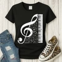 Treble Clef Piano Musical Notes Pianist Musician Instrument Women's T-Shirt thumb 3