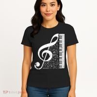 Treble Clef Piano Musical Notes Pianist Musician Instrument Women's T-Shirt thumb 4