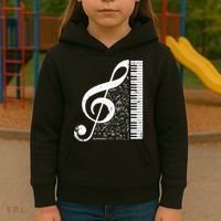 Treble Clef Piano Musical Notes Pianist Musician Instrument Kids Hoodie thumb 3