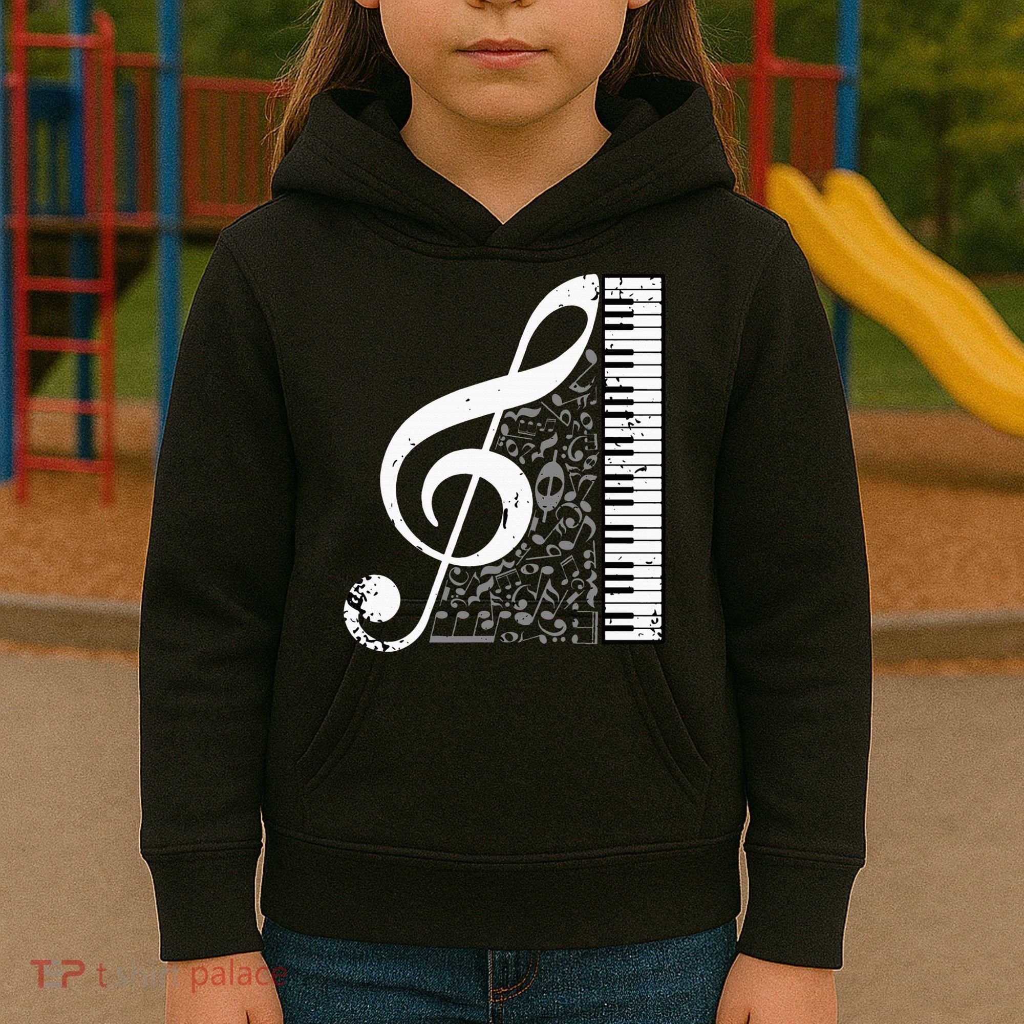 Treble Clef Piano Musical Notes Pianist Musician Instrument Kids Hoodie
