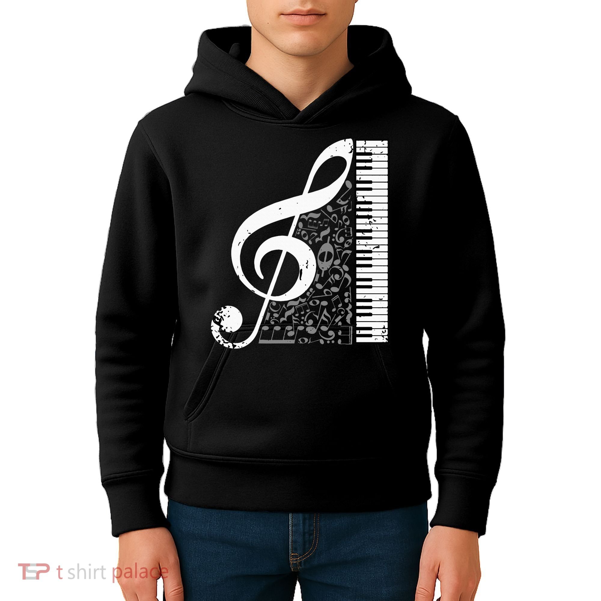Treble Clef Piano Musical Notes Pianist Musician Instrument Kids Hoodie
