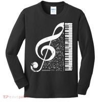 Treble Clef Piano Musical Notes Pianist Musician Instrument Kids Long Sleeve Shirt thumb 0