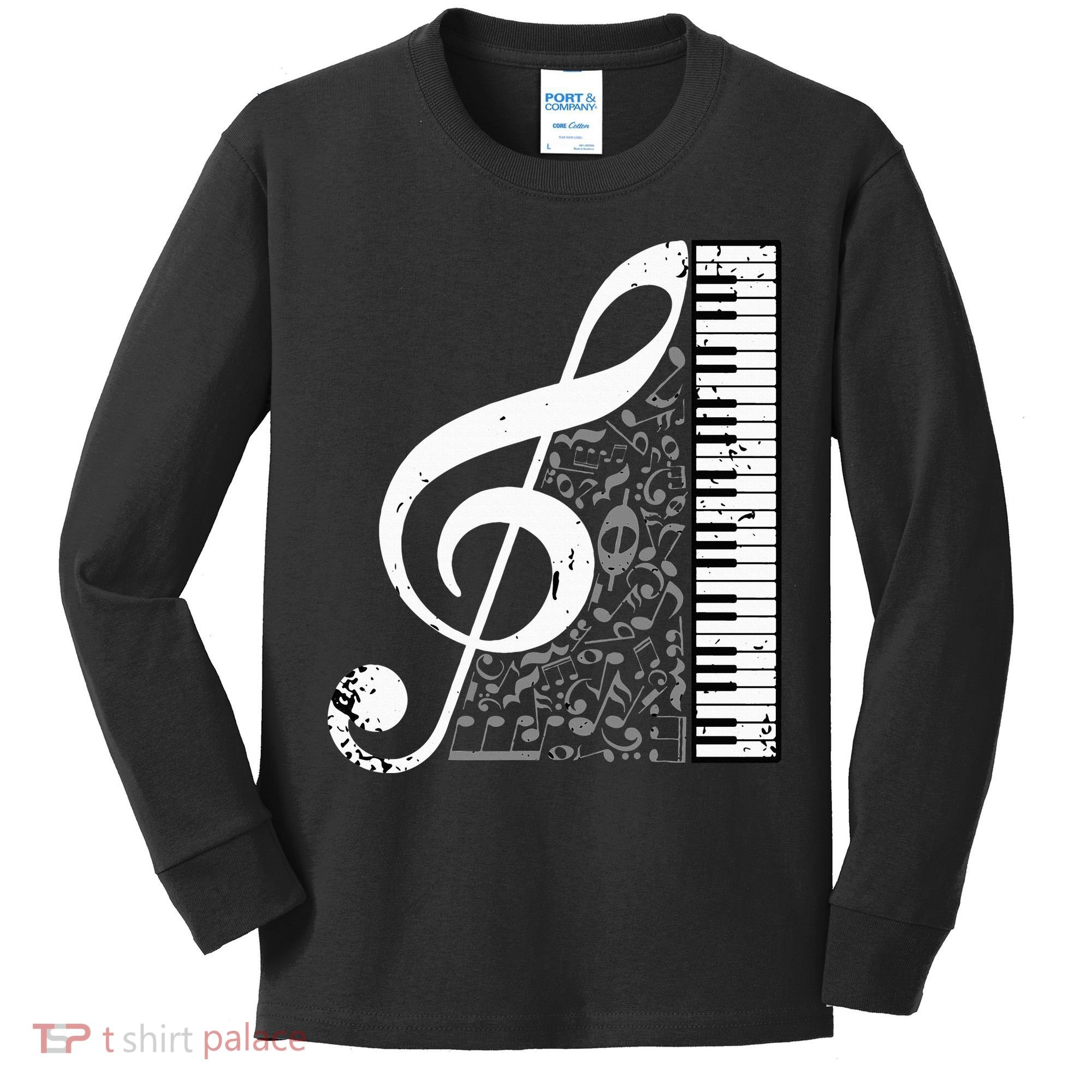 Treble Clef Piano Musical Notes Pianist Musician Instrument Kids Long Sleeve Shirt