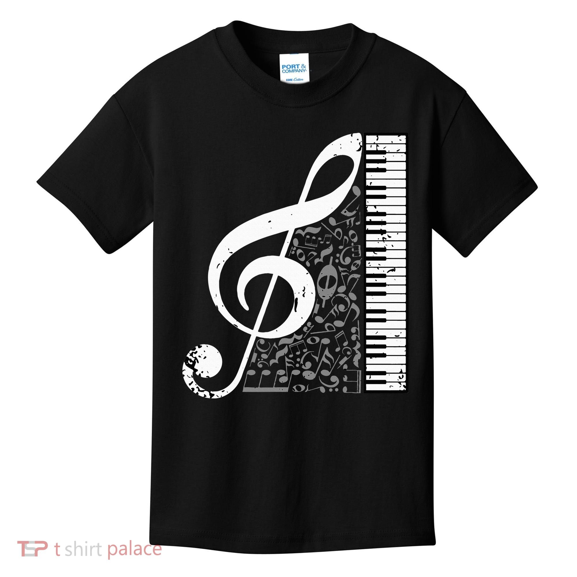 Treble Clef Piano Musical Notes Pianist Musician Instrument Kids T-Shirt