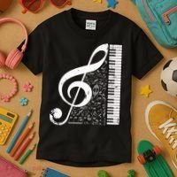 Treble Clef Piano Musical Notes Pianist Musician Instrument Kids T-Shirt thumb 3