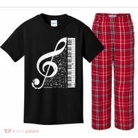 Treble Clef Piano Musical Notes Pianist Musician Instrument Kids Plaid Pajama Set thumb 0