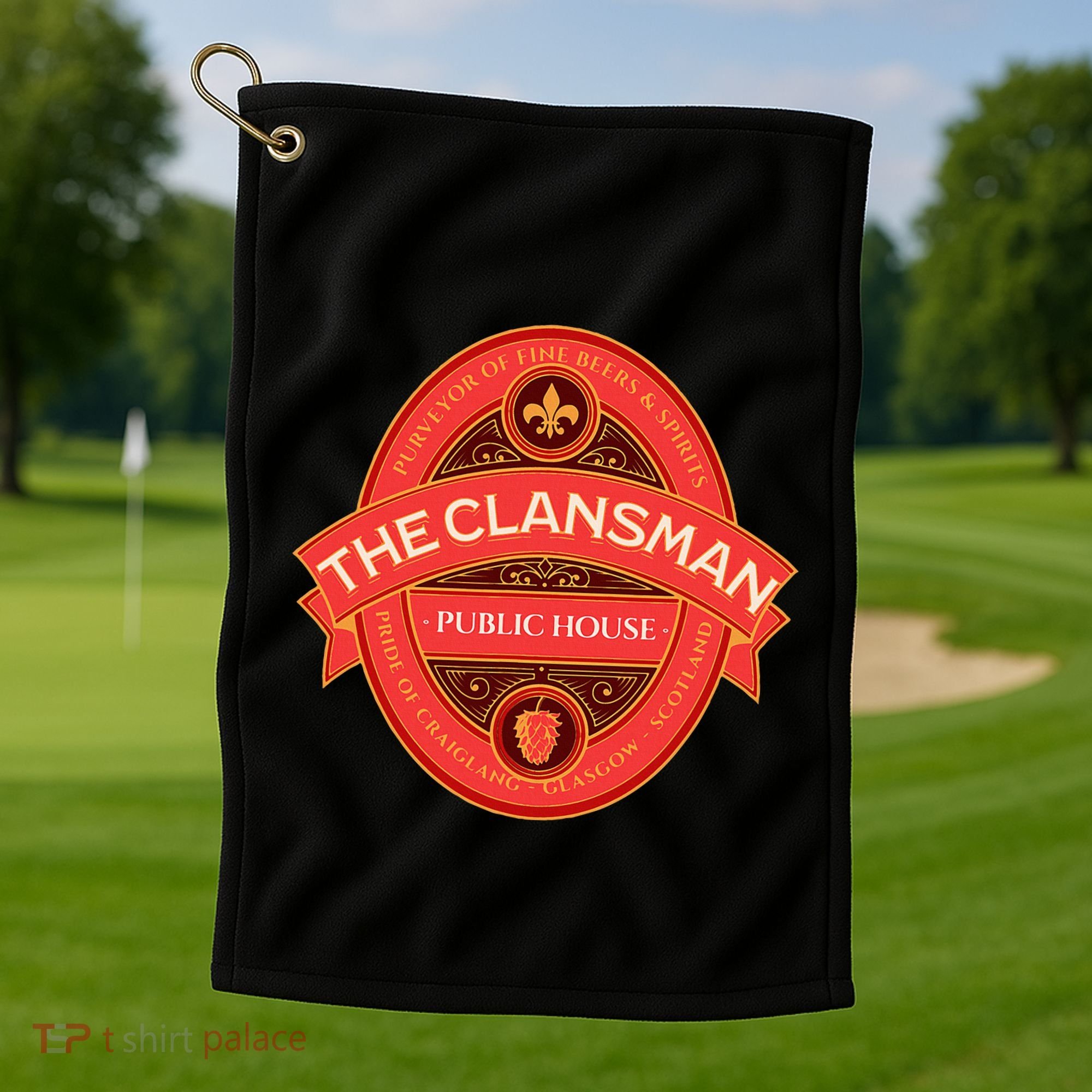 The Clansman Public House Funny Scottish Golf Towel