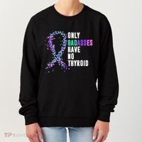 Thyroid Cancer Ribbon Thyroidectomy Removal Surgery Badasses Great Gift Women's Sweatshirt thumb 0