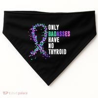 Thyroid Cancer Ribbon Thyroidectomy Removal Surgery Badasses Great Gift USA-Made Doggie Bandana thumb 0