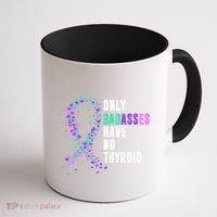 Thyroid Cancer Ribbon Thyroidectomy Removal Surgery Badasses Great Gift Coffee Mug thumb 1