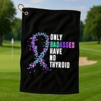 Thyroid Cancer Ribbon Thyroidectomy Removal Surgery Badasses Great Gift Golf Towel thumb 1