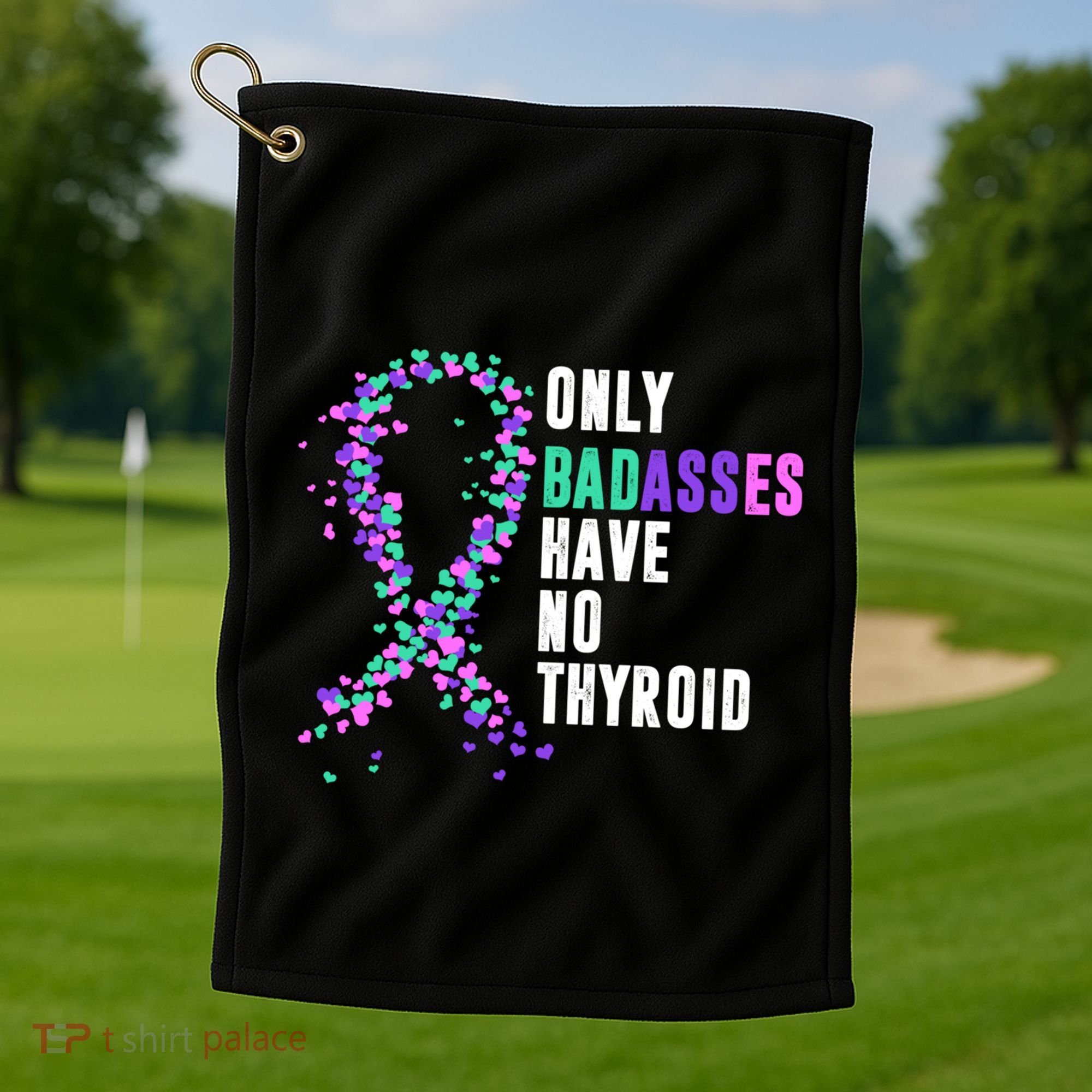 Thyroid Cancer Ribbon Thyroidectomy Removal Surgery Badasses Great Gift Golf Towel